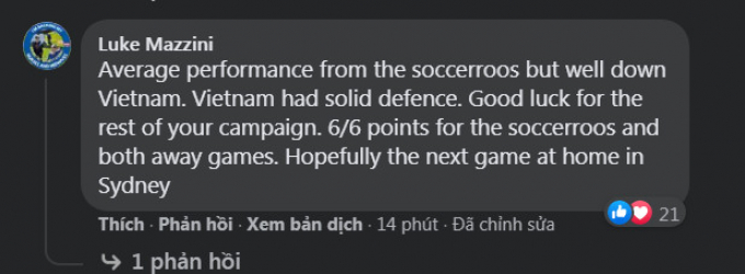 Phản ứng của CĐV quốc tế sau trận Việt Nam 0-1 Australia: Đội đá tốt hơn đã thua