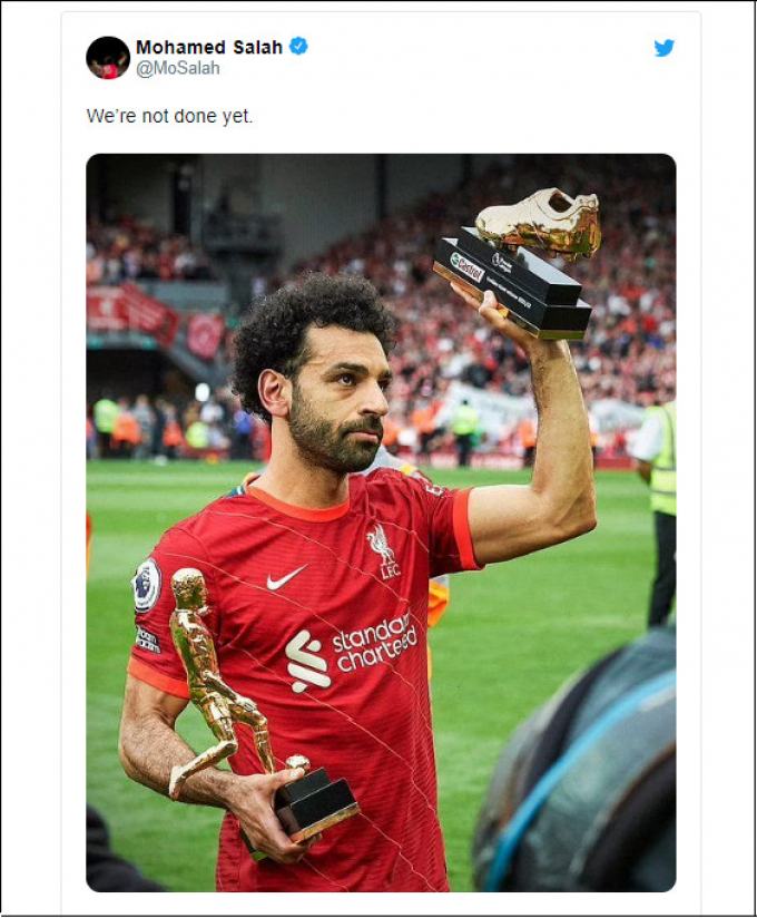 Giành giải Vua phá lưới, Salah lập tức gửi thông điệp mạnh mẽ đến CĐV Liverpool