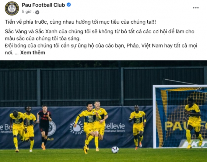 Đăng ảnh Quang Hải, Pau FC thông báo ưu ái đặc biệt Việt Nam từ giờ trở đi