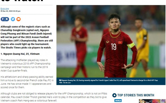 Báo Singapore chỉ ra cầu thủ nổi bật nhất ĐT Việt Nam