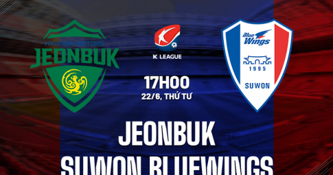 Highlight Jeonbuk vs Suwon Bluewings, Giải hạng nhất Hàn Quốc, 17h00 ngày 22/6