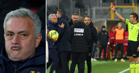 Jose Mourinho nhận thẻ đỏ, AS Roma thua đội xếp cuối bảng